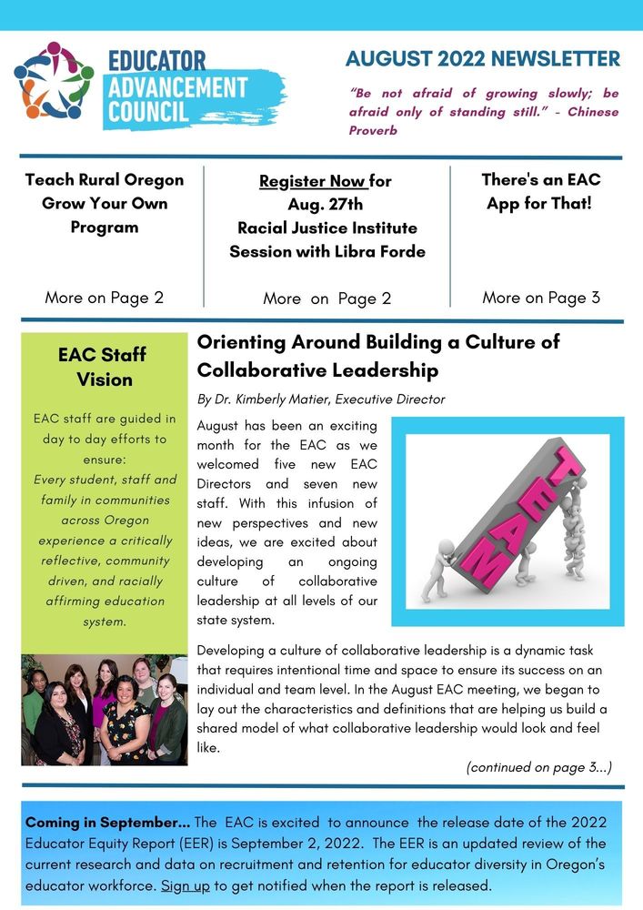 EAC Newsletter Front Page